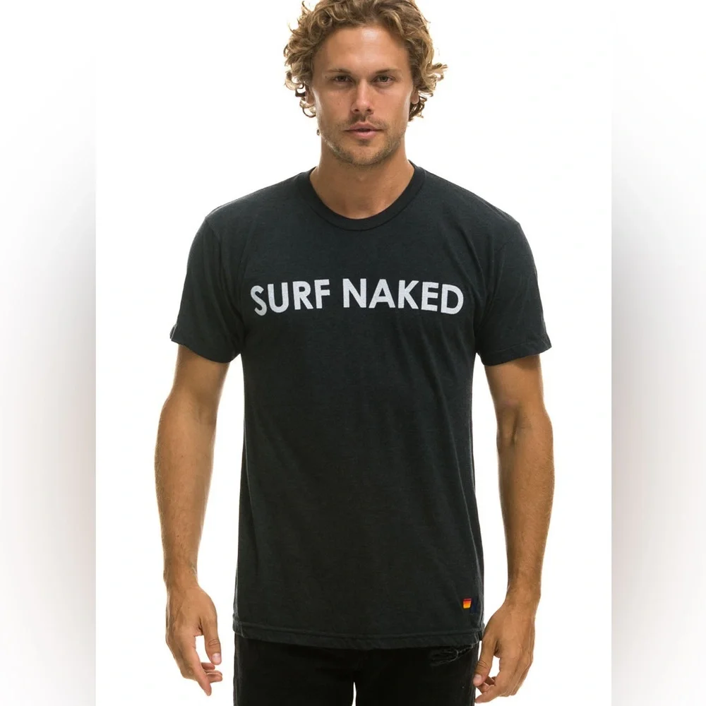 Aviator Nation. Unisex M Surf Naked Tee in Charcoal Gray - Picture 3 of 9